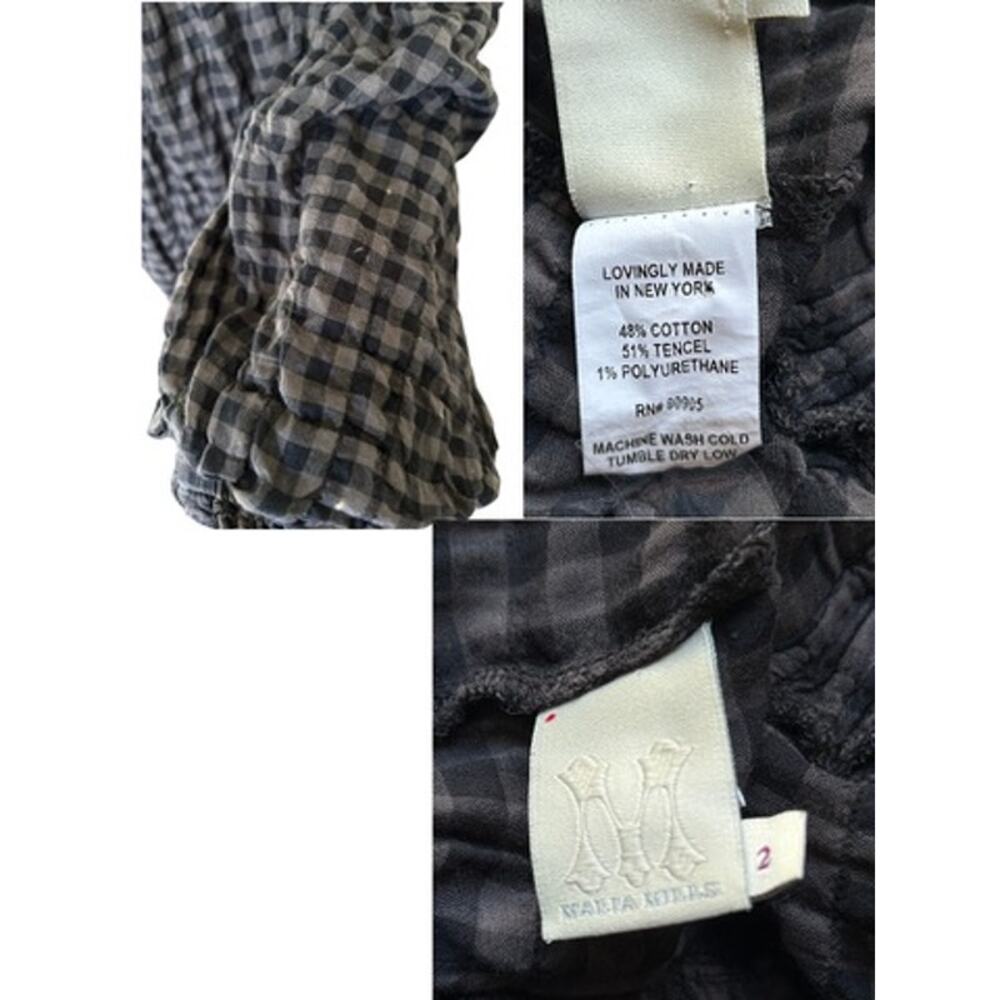 Malia Mills Y2K Gingham Victorian Romantic Tunic Top Ruffle Collar Size 2 - Picture 6 of 9